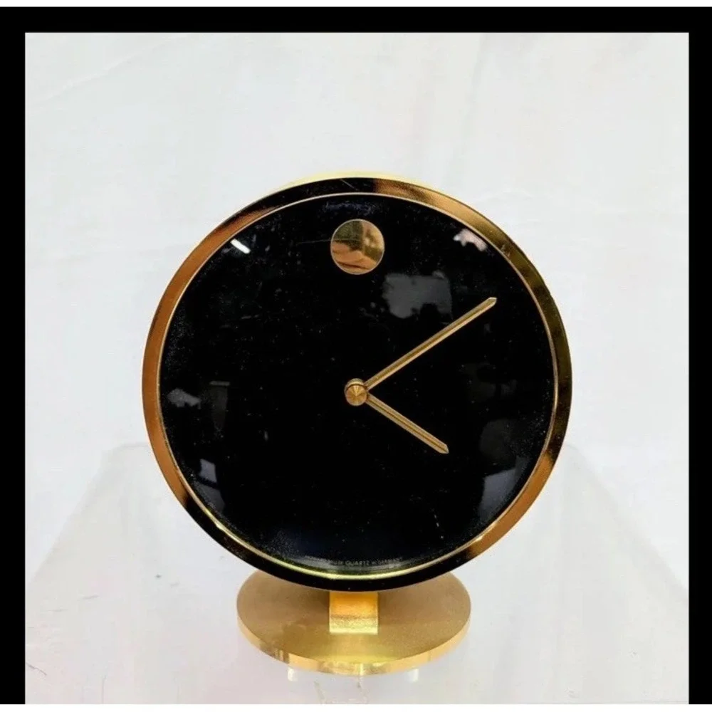 Howard Miller Nathan Horwitt Museum Watch Desk Clock MCM Brass Black Germany